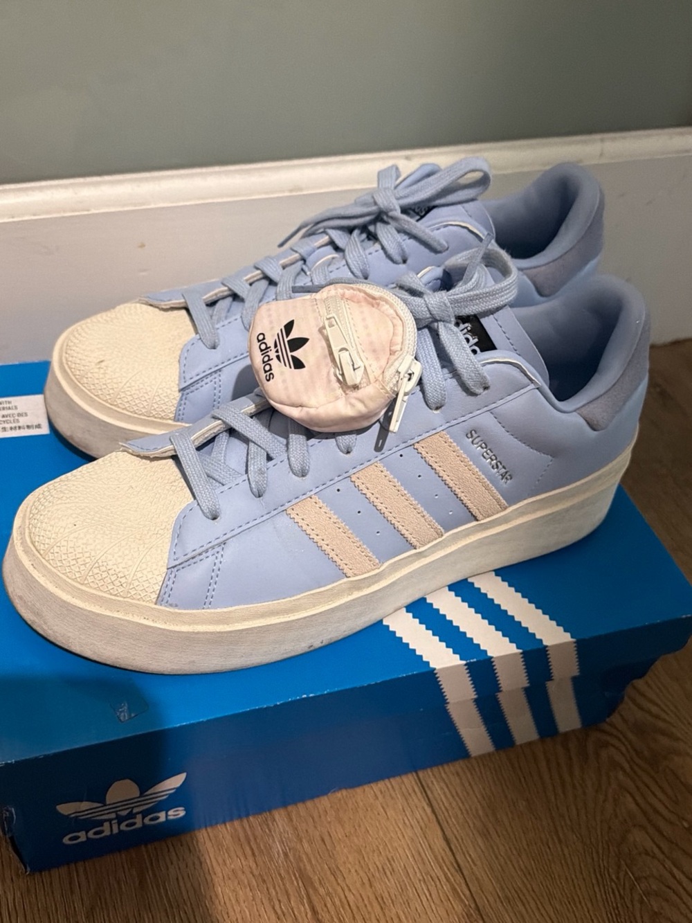 adidas Supercourt Platform Sneakers in Pale Blue and Cream